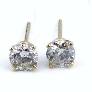 Certified Natural Diamond Solitaire Stud Earrings 14k Yellow Gold Genuine Real